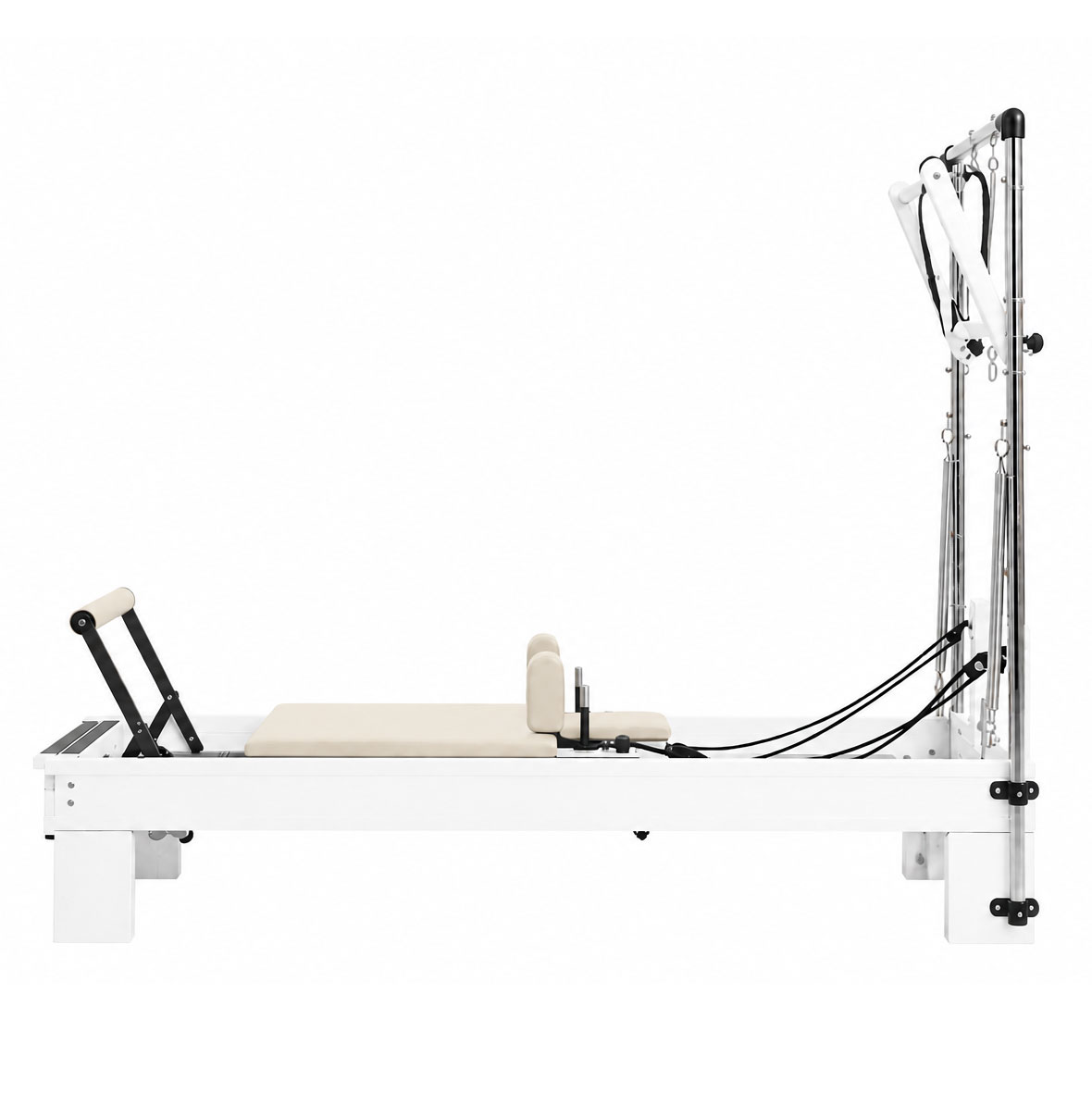 Reformer Tower pentru acasa - cadru alb, tapiterie crem
